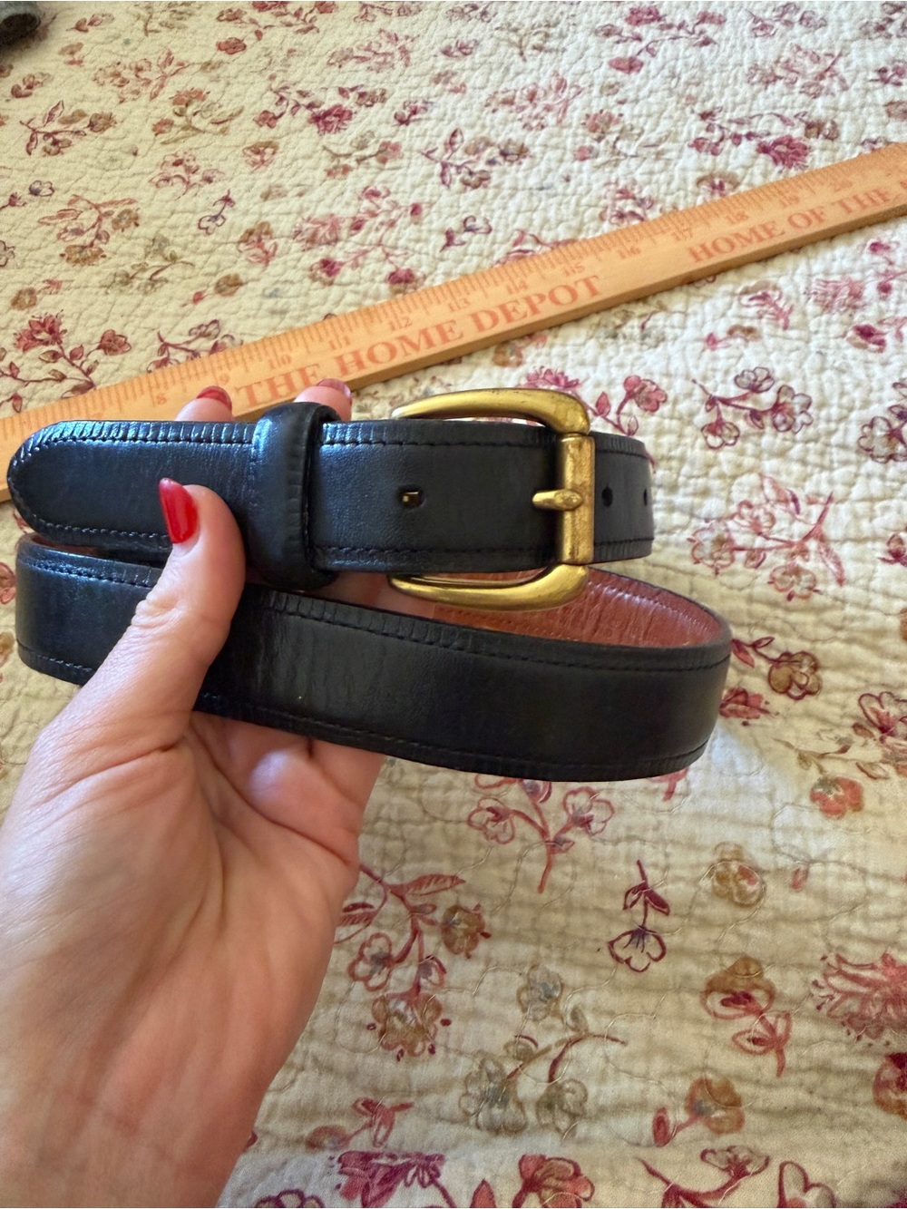 Coach 5915 Black Leather Belt with Brass Buckle